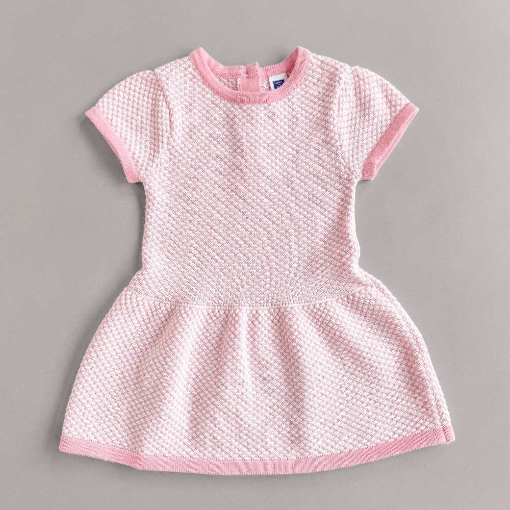 Janie and Jack Pink & White Houndstooth Sweater Dress Knit Baby Girls 18-24 Mos